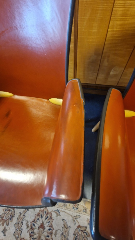 Vintage Cassina Eettafelset Met 6 Stoelen – Eetkamerset, Wood, Leather (photo 6 of 8)