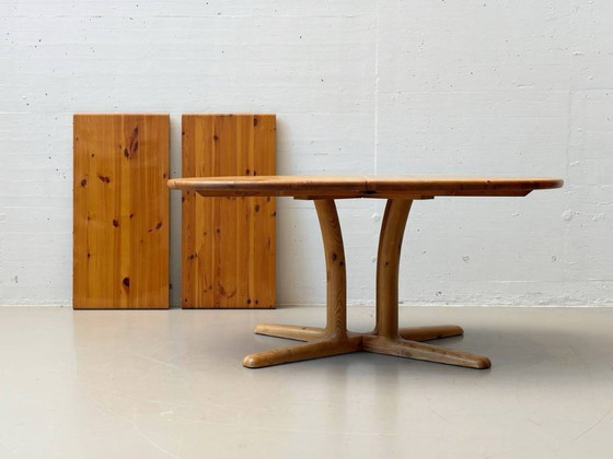 Image 1 of Mesa de comedor extensible de pino macizo de Dyrlund Dinamarca, años 80