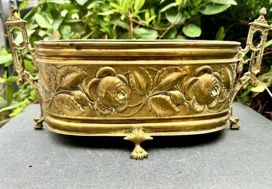 Grand cache pots en laiton Art Déco – Brass, Vintage (photo 3 of 10)