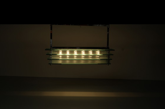 Image 1 of Large Glass Ceiling Hanging Chandelier, Italy 1970s