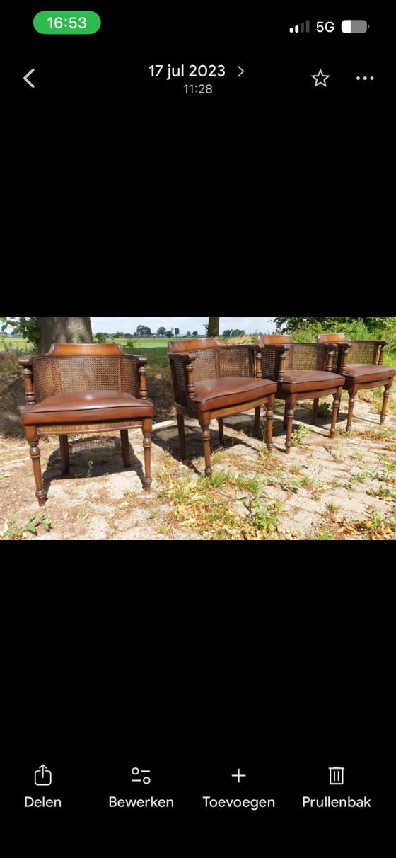 Image 1 of 4 klassiek eiken eetkamer armstoelen leder 