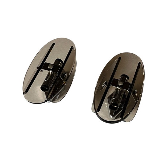 Pair of Veca Wall lights in brown smoked glass and chrome metal 1970 (photo 9 of 9)