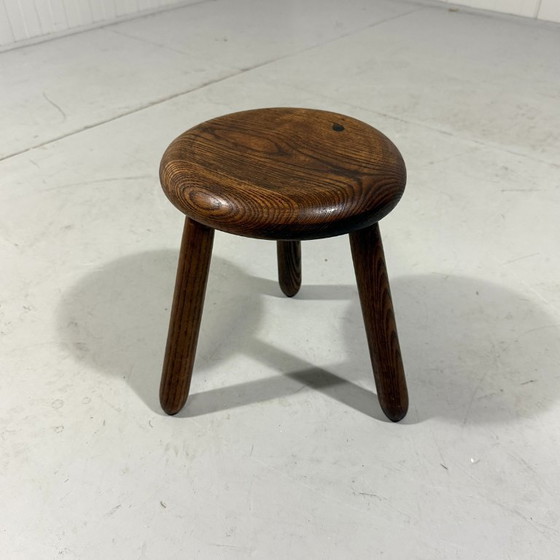 Image 1 of French Solid Oak Stool 1960's