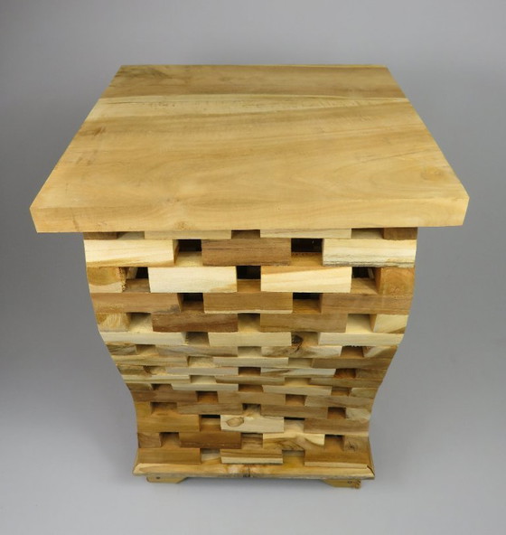 Image 1 of Sgabello/tavolino in teak realizzato a mano