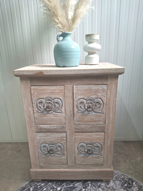 Image 1 of Credenza con 4 cassetti realizzata in legno massello di teak riciclato