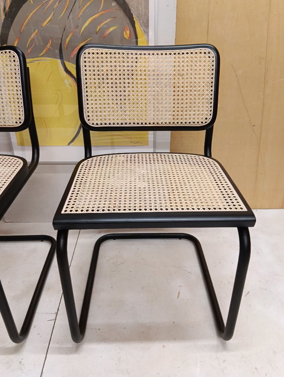 Image 1 of ALIVARMVSEVM 104. SET of 2 CESCA B32 Chairs (NEW) in Black Frame Limited Edition 