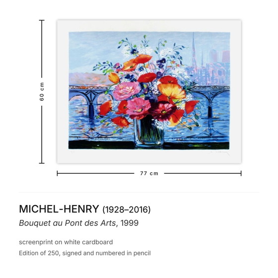 Michel-Henry signierter Siebdruck Bouquet au Pont des Arts 1999 – Lithographien & Drucke, Paper (photo 3 of 5)