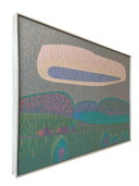 Landschaft Komplementär 4, Unikat, Malerei, handgemaltes Einzelstück, 69 x 53 cm, mit Rahmenleiste
