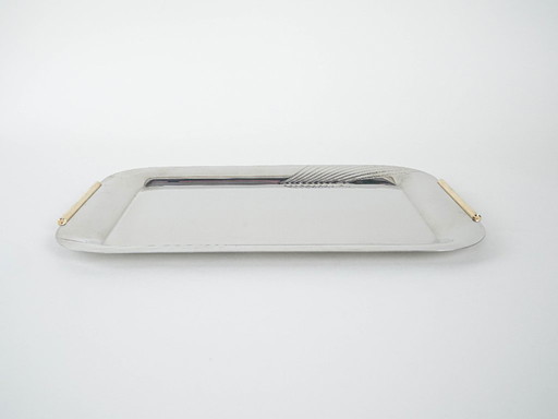 Edelstahltablett, italienisches Design, 1970er Jahre, hergestellt in Italien