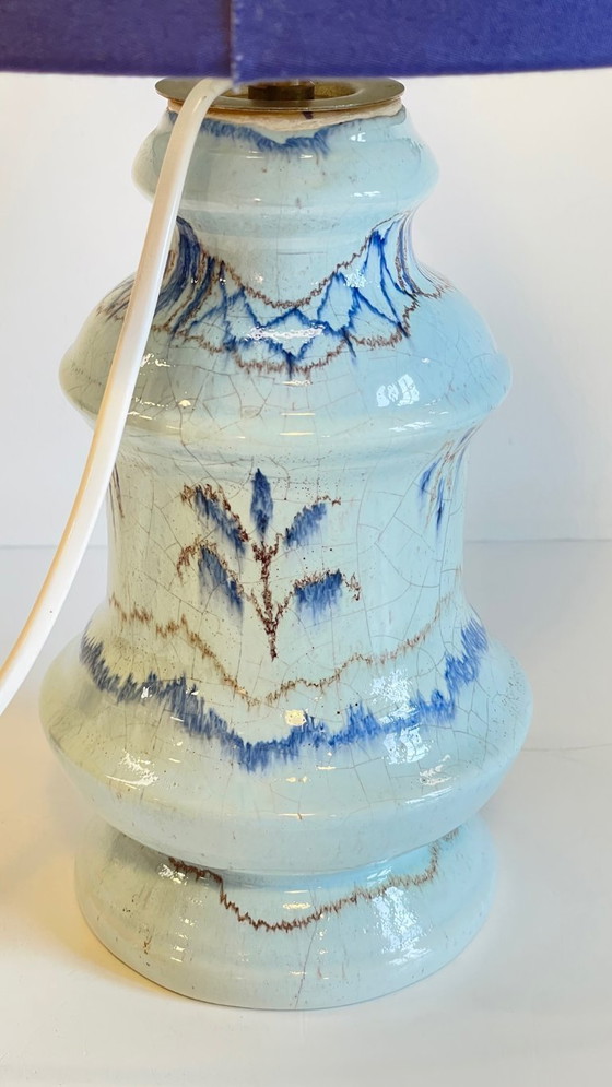 Image 1 of Lampada vintage in ceramica blu chic