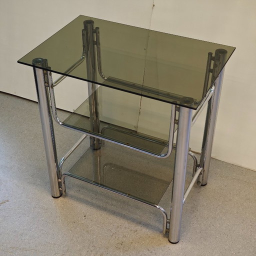 Vintage TV table / cabinet chrome glass