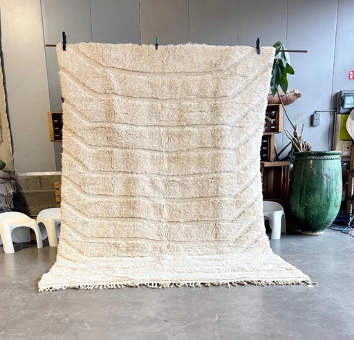 Authentic Moroccan Beni Ourain Wool Rug 200x300 cm - Handwoven Geometric Berber Carpet