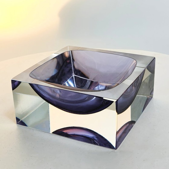 1960s Stunning Purple Square Ashtray or Catch-All in Murano Glass by Flavio Poli for Seguso. Made in Italy (photo 5 of 8)