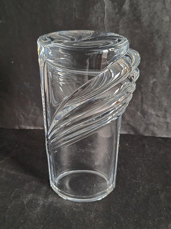 Image 1 of Peill & Putzler heavy swirling crystal vase. Swag motif.