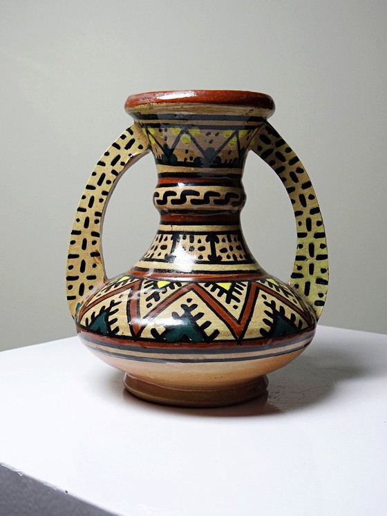 Image 1 of Small ceramic vase with handles from Safi, signed, Morocco, 1960s-1980s