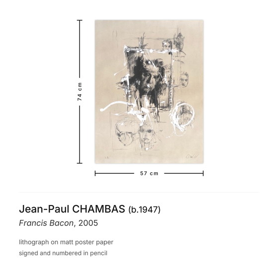 Gesigneerde lithografie van Jean-Paul Chambas door Francis Bacon, 2005 – Litho's & Zeefdrukken, Paper (photo 3 of 5)