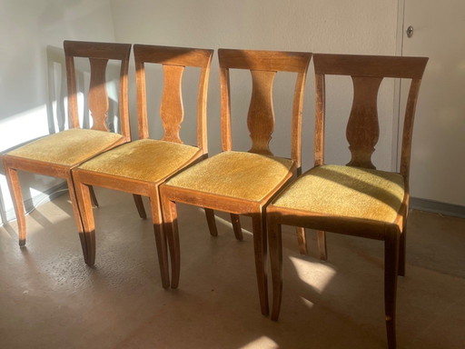 Harmonische senffarbene  Biedermeierstühle