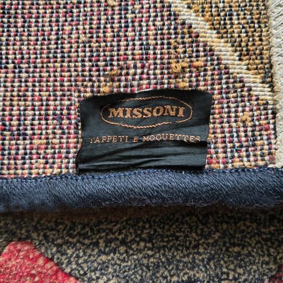 Image 1 of Schitterend geometrisch Italiaans wollen tapijt "Luxor" uit de jaren 80 van Missoni voor T&J Vestor