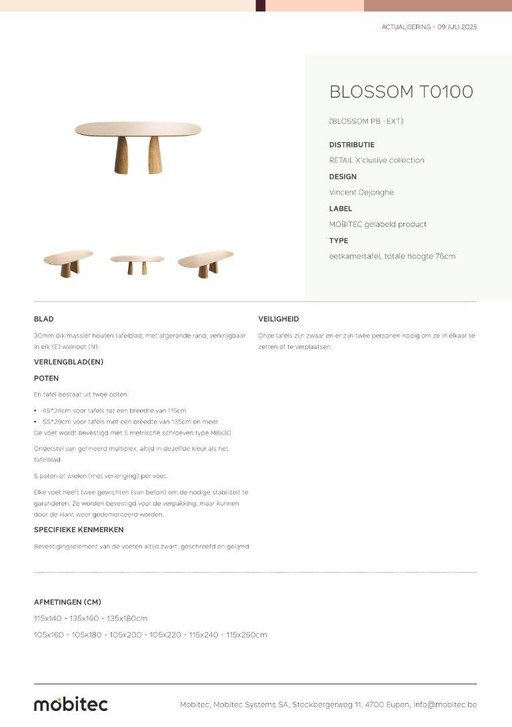 Mobitec Blossom T0100 Design Dining Table – Black Solid Oak | 240x115 cm