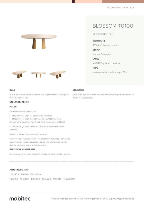 Image 1 of Mobitec Blossom T0100 Design Dining Table – Black Solid Oak | 240x115 cm