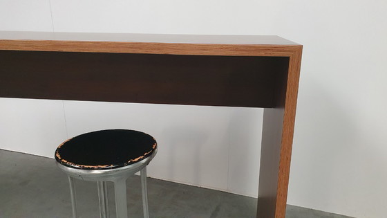 Image 1 of Tavolo da bar di design in legno di noce, tavolo in multistrato impiallacciato HPL