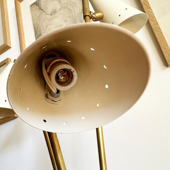 Image 1 of Page 1 of 14 Italian three-headed brass lamp, 1950s design