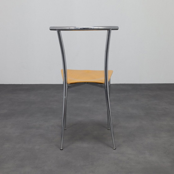 Image 1 of 4x Postmoderner Esszimmerstuhl Chrom & Sperrholz Segis, 90er Jahre