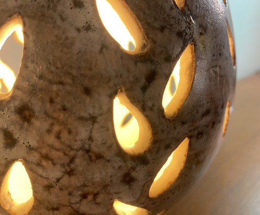 openwork lamp by F & J Bonaudi, Vallauris ceramics circa 1960