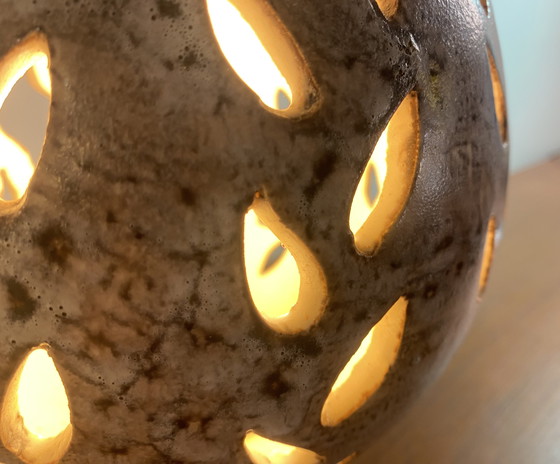 Image 1 of openwork lamp by F & J Bonaudi, Vallauris ceramics circa 1960