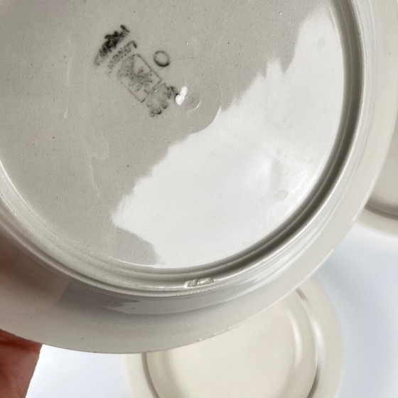 Image 1 of Set aus 6 Longwy-Halbtieftellern, frühes 20. Jahrhundert, florales Dekor