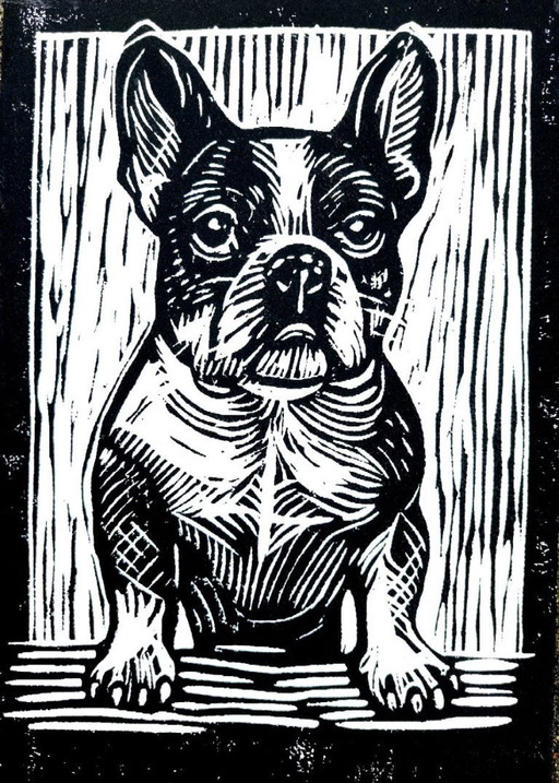 Custom Linocut Dog Portrait | Handmade Pet Art