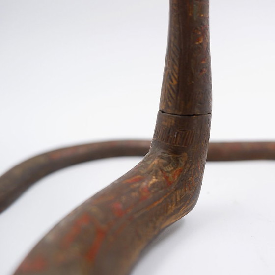 Image 1 of Persian-style brass candlestick in the shape of a cobra - 20th century