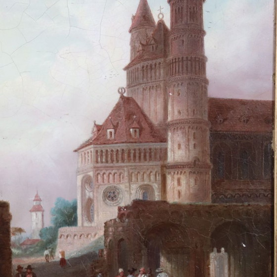 Image 1 of Worms Cathedral, Oil Painting on Board, 19th Century