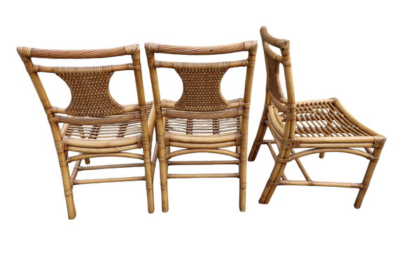 Image 1 of 6 sedie da pranzo in bambù