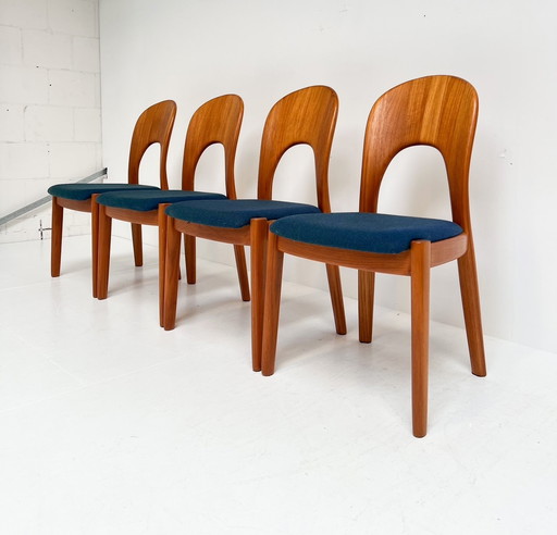 4x Koefoed Hornslet chairs by John Mortensen Blue, 1960'S