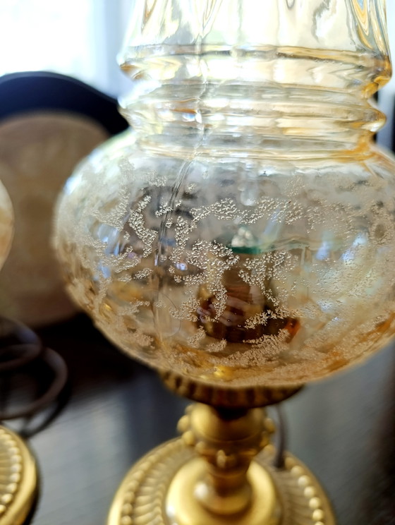 Vintage Pair Of Mercury Glass Table Lamps 29 Cm – Brass (photo 4 of 11)