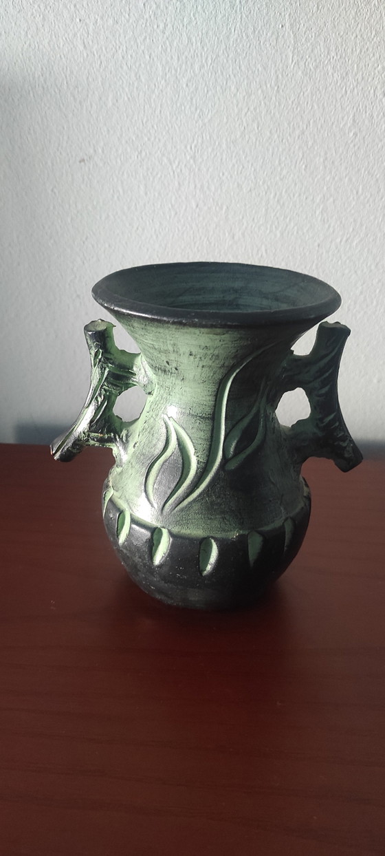 Marked Mid-Century Brutalist Set of Vases – Partenon Spain & Studio Art – Ceramic (photo 4 of 15)