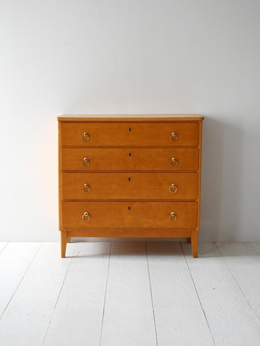 Commode scandinave en bois de bouleau des années 1950