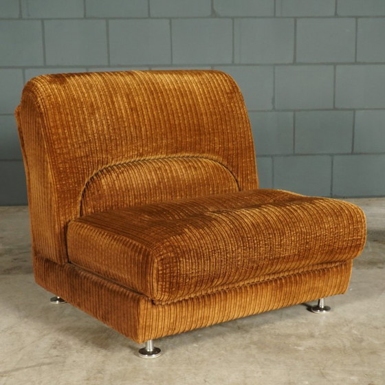 Image 1 of Divano modulare di metà secolo - tessuto a coste marrone - anni '70