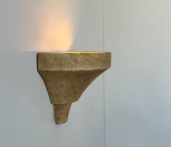 Image 1 of Vintage wandlamp, gegranuleerd beige gips, Frankrijk 1960