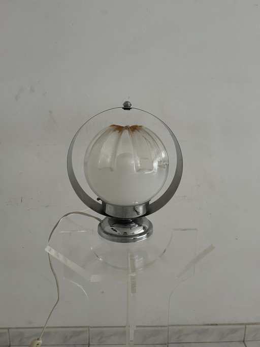 Vintage glass and chrome table lamp