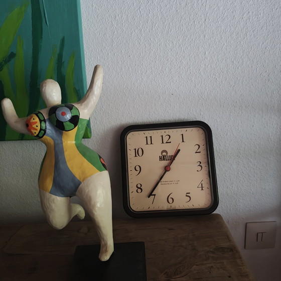 Image 1 of Orologio da parete vintage Hallux al quarzo svizzero – Stile postmoderno Memphis – Nuovo di zecca
