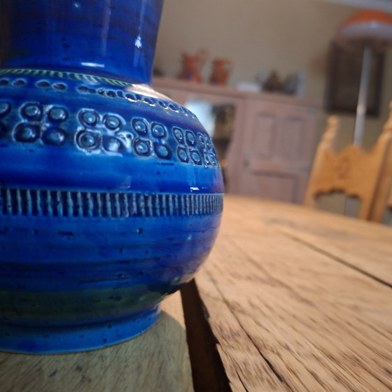 Image 1 of Blaue Vase von Bitossi Ceramiche Aldo Londi Rimini