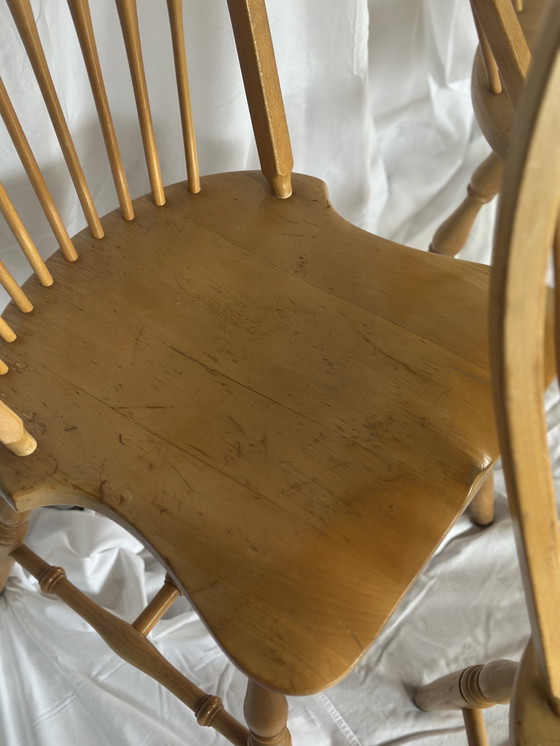 Image 1 of Windsor slatted chairs, 4 pieces, vintage dining room chairs, wood