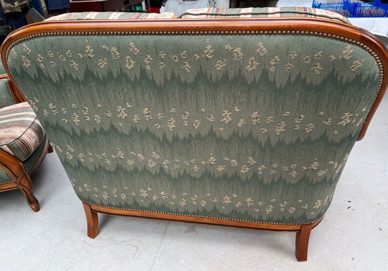 Image 1 of Complete woonkamerset in Louis XV-stijl - 2-zitsbank + 2 Bergère fauteuils - Jacquardstof - uitzonderlijk comfort