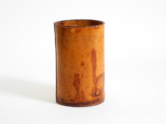 Image 1 of Beautiful 1960s leather paper bin by Torben Ørskov & Co Denmark