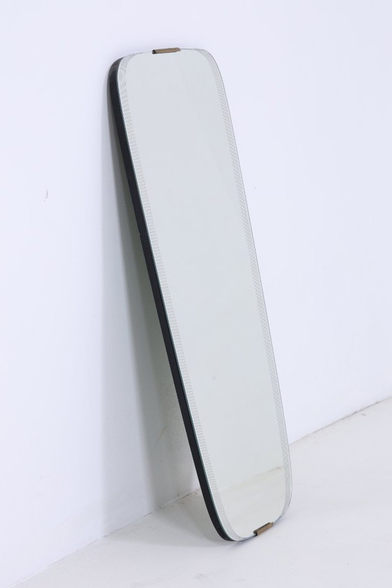 Image 1 of Vintage Miroir années 60 | Mid Century Suspendu Miroir Bois Rétro Incliné Vintage #06-04