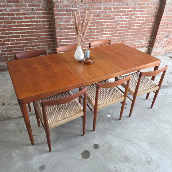 H.W. Klein, Bramin extendable dining table + 6 chairs teak 60's, Dining set, Wood, Brown (photo 21 of 22)