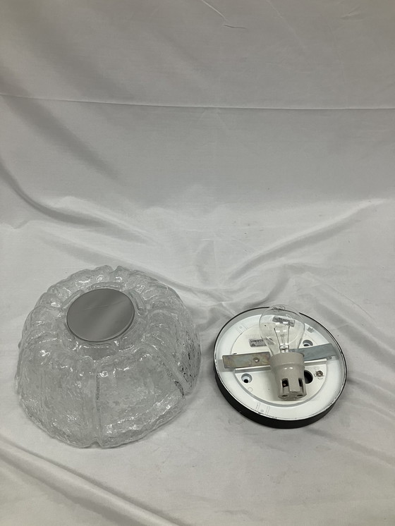 Image 1 of Plafonnier vintage en verre glacé Helena Tynell Glashütte Limbourg