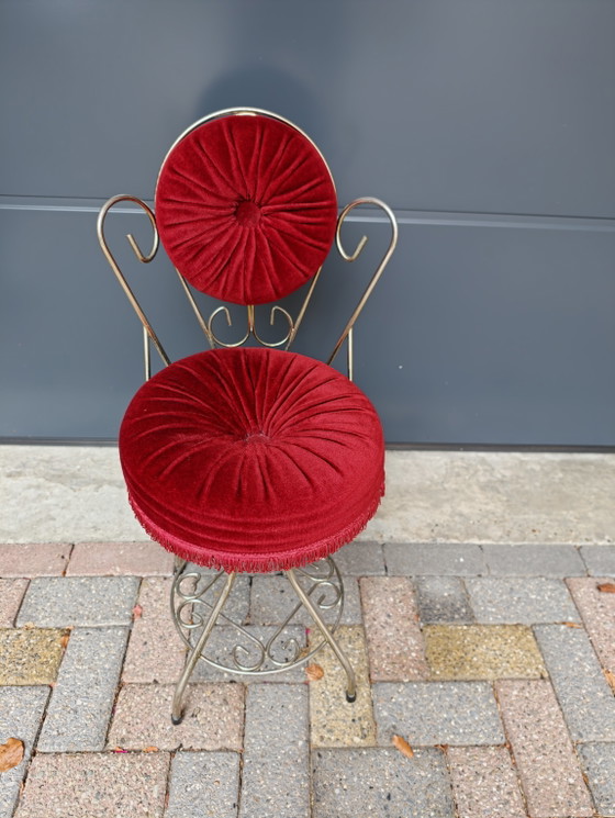 Hollywood Regency Boudoir Stoel - Jaren '50 – Eetkamerstoelen, Textile (photo 6 of 7)